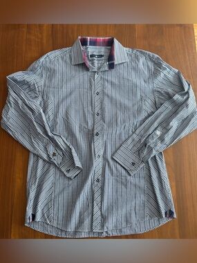 Stone rose checkers button up dress shirt